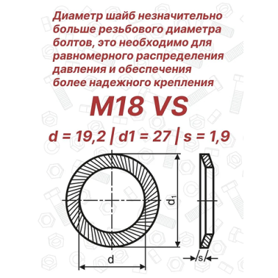 Шайба стопорная М18 DIN 9250 Schnorr VS